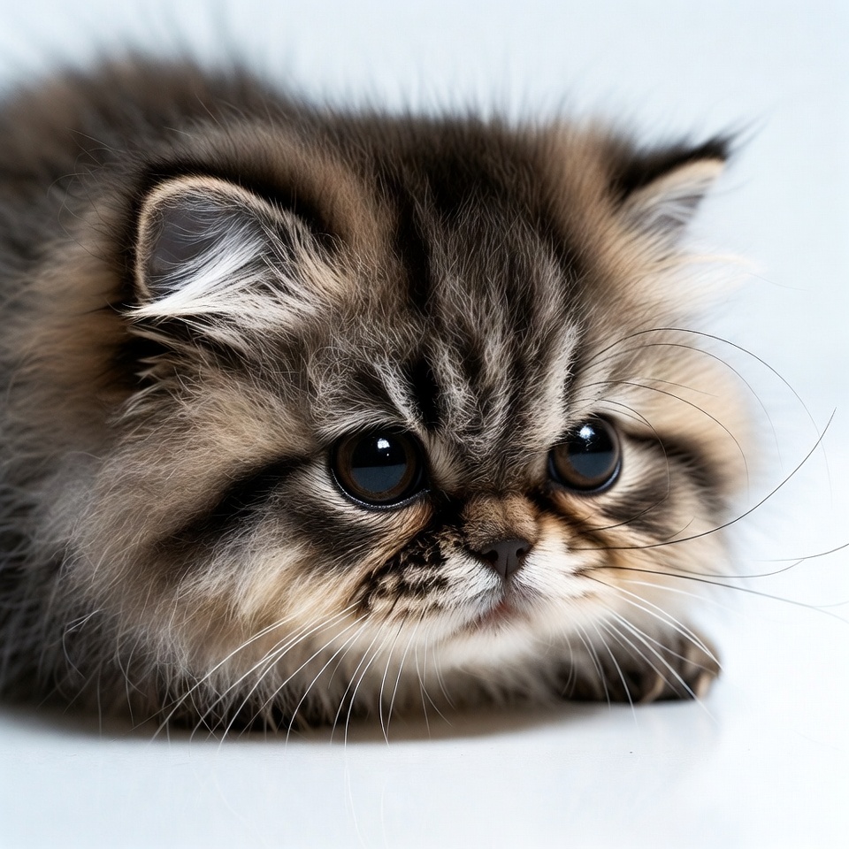 Fluffy tabby kitten close-up Fluffy tabby kitten close-up
