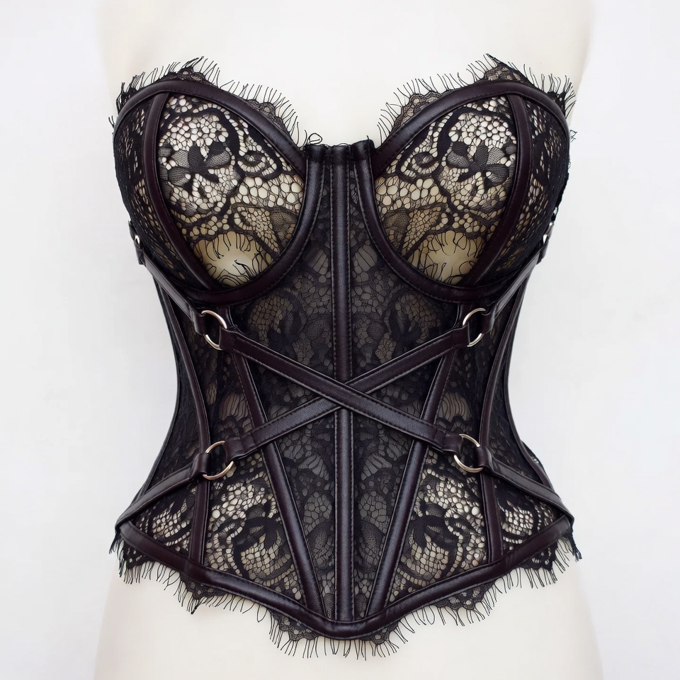 Black Lace Leather Corset Black Lace Leather Corset