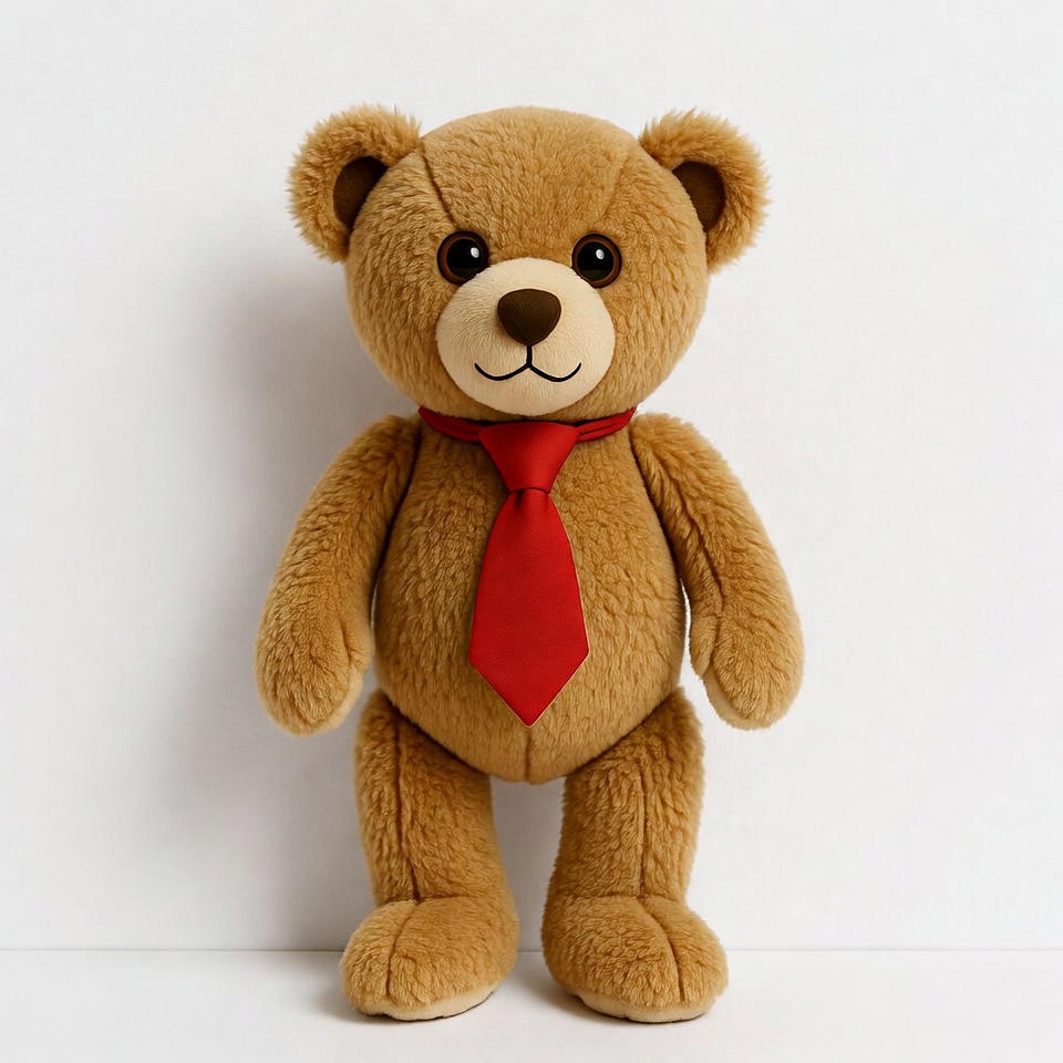 Brown teddy bear wearing red tie Brown teddy bear wearing red tie
