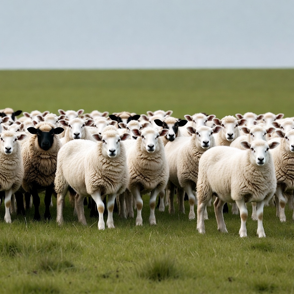 Herd of sheep in green pasture Herd of sheep in green pasture