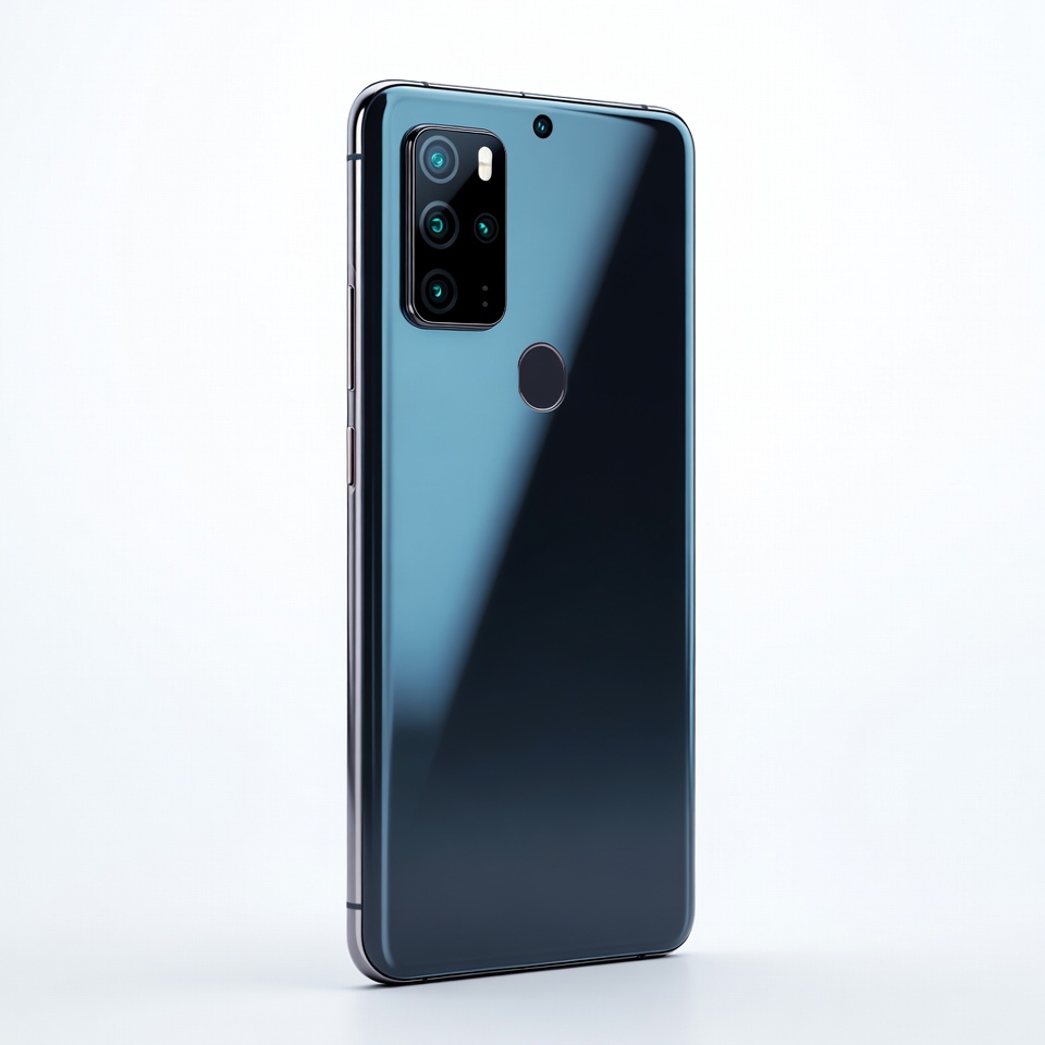 Blue Android Smartphone Rear View Blue Android Smartphone Rear View