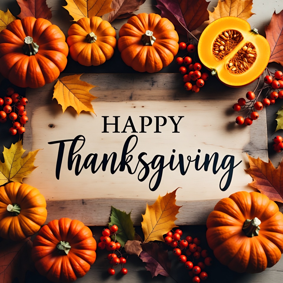 Happy Thanksgiving Pumpkins and Leaves Happy Thanksgiving Pumpkins and Leaves