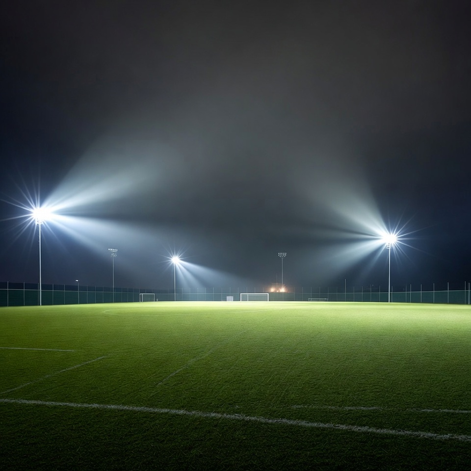 Floodlit Soccer Field at Night Floodlit Soccer Field at Night