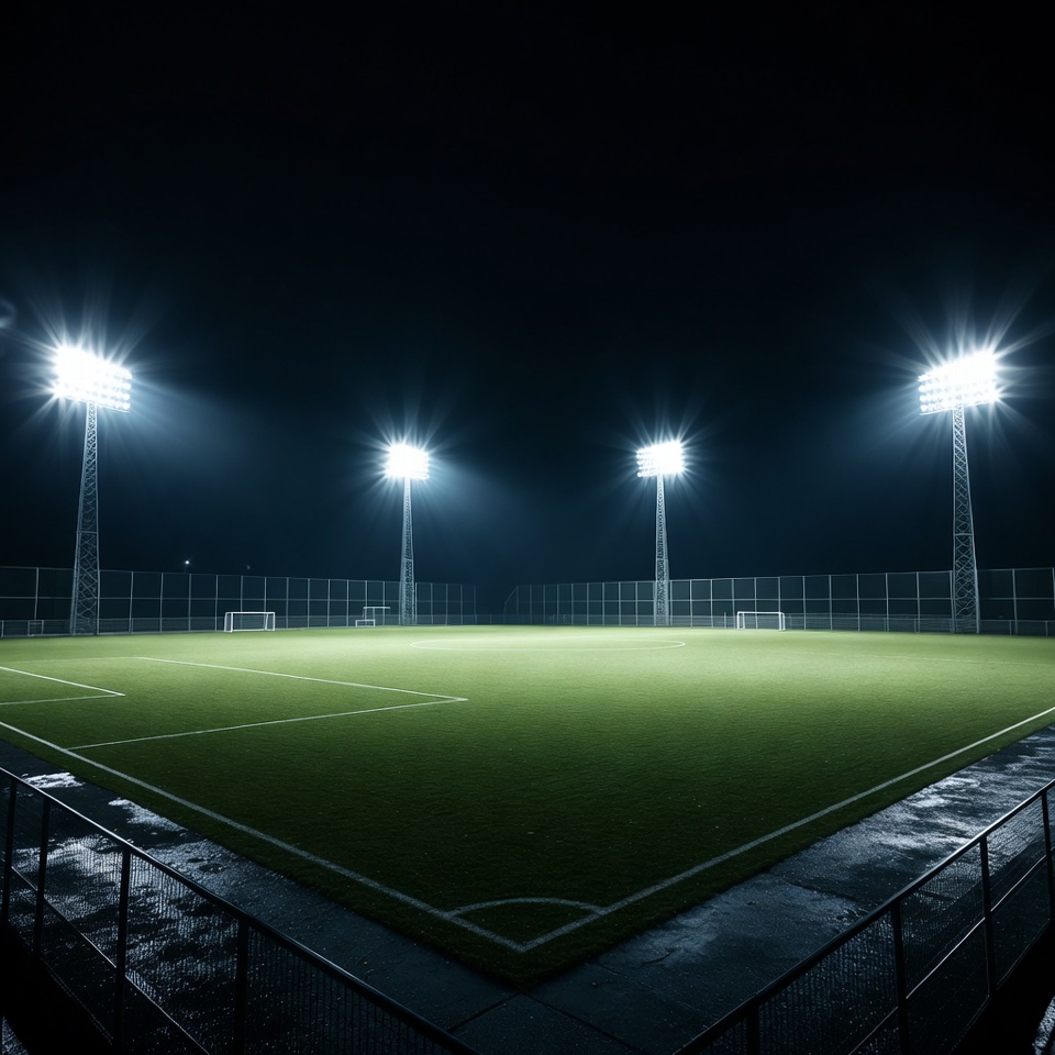 Floodlit Soccer Field at Night Floodlit Soccer Field at Night