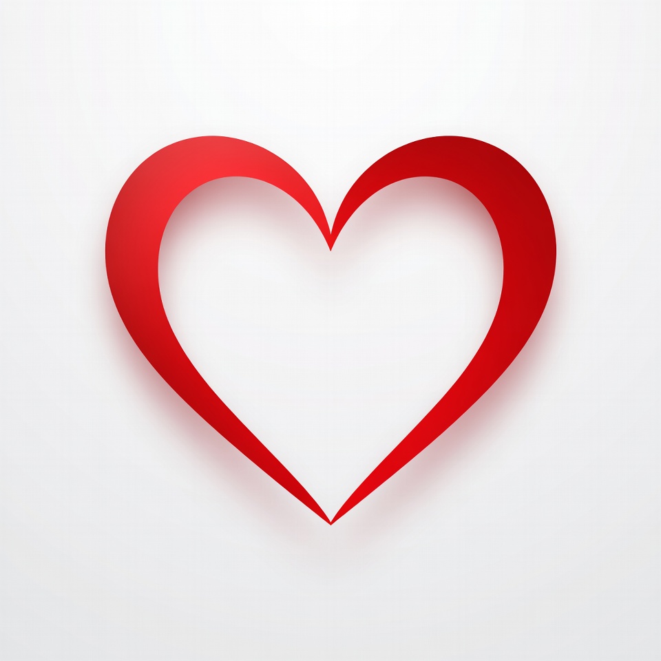 Red 3D Heart on White Red 3D Heart on White