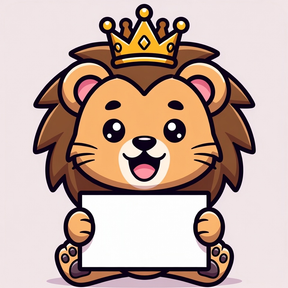 Cartoon Lion King Holding Blank Sign Cartoon Lion King Holding Blank Sign