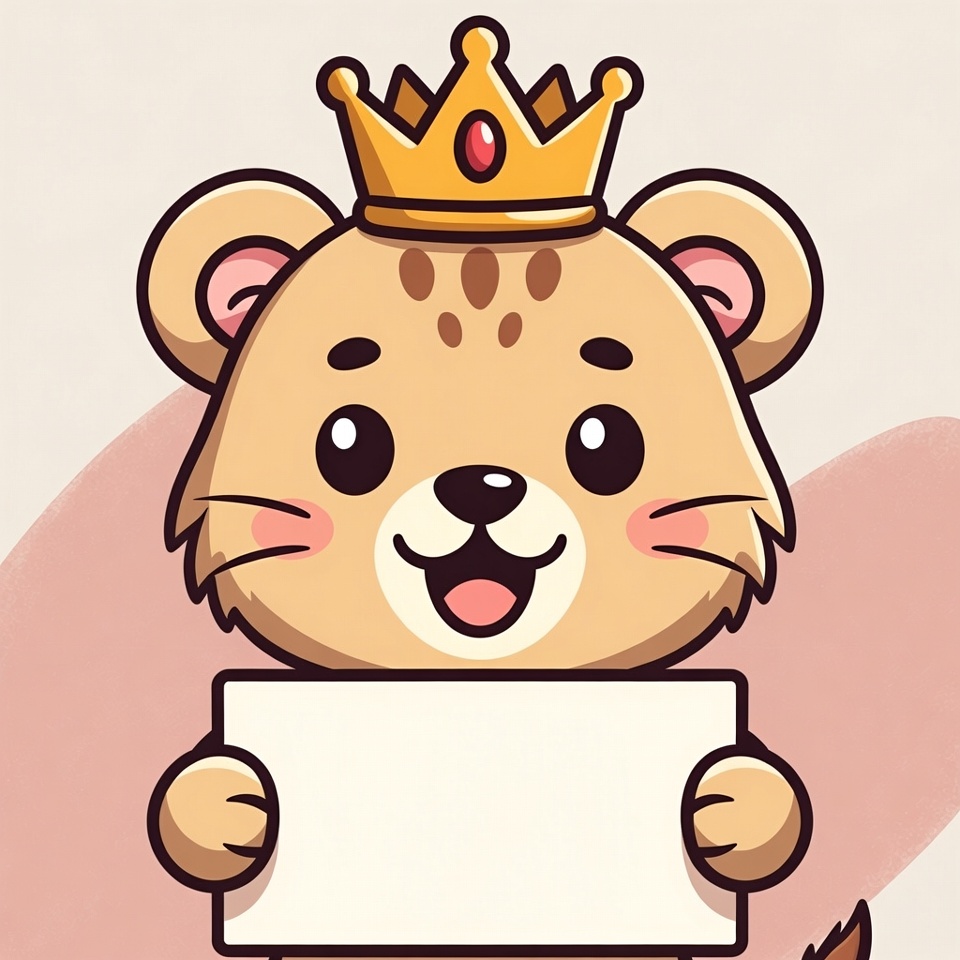 Cute cartoon lion holding blank sign Cute cartoon lion holding blank sign