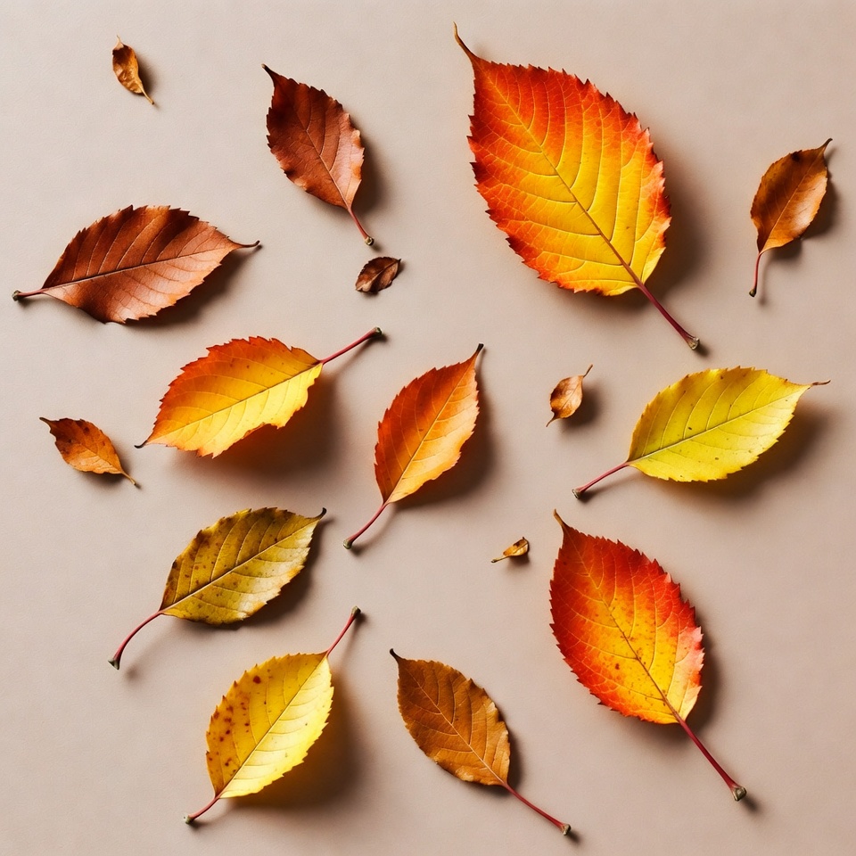 Autumn leaves on beige background Autumn leaves on beige background