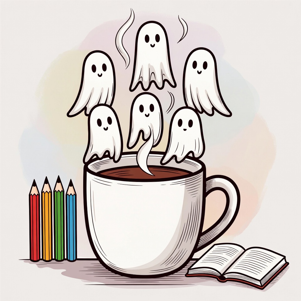 Ghosts rising from coffee cup Ghosts rising from coffee cup