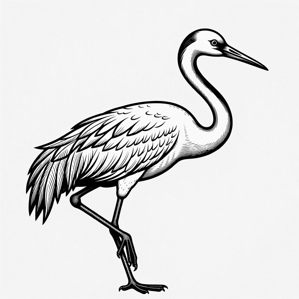 Elegant heron standing illustration Elegant heron standing illustration