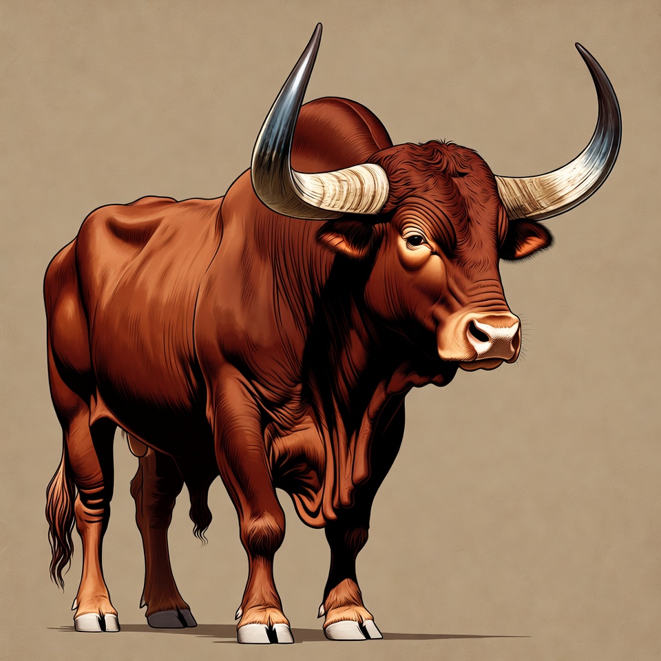 Brown Bull with Large Horns Brown Bull with Large Horns