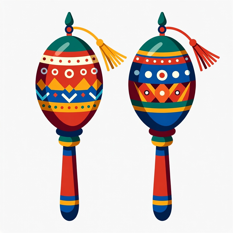 Colorful Maracas Illustration Pair Colorful Maracas Illustration Pair