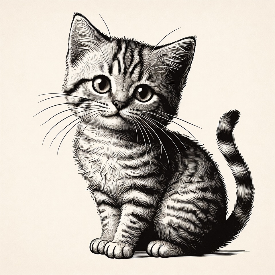 Cute tabby kitten sitting Cute tabby kitten sitting