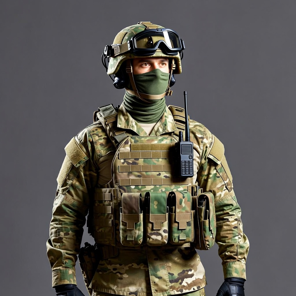 Soldier in camouflage gear Soldier in camouflage gear