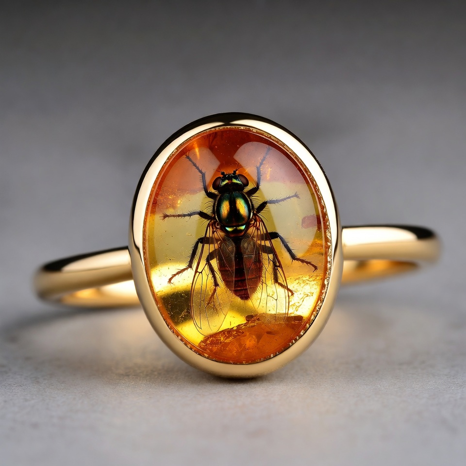 Amber Ring with Trapped Fly Amber Ring with Trapped Fly