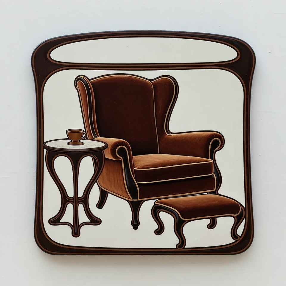 Art Nouveau Brown Velvet Chair Illustration Art Nouveau Brown Velvet Chair Illustration
