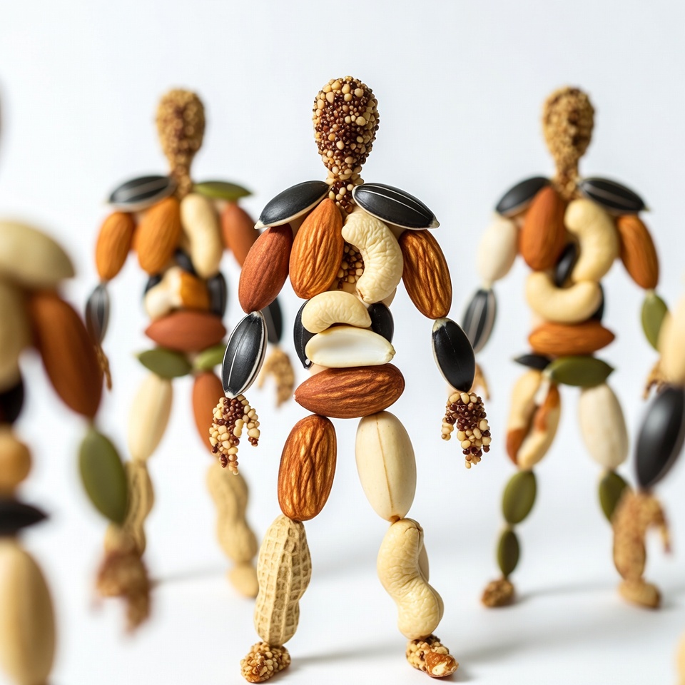 Nut Figures on White Background Nut Figures on White Background