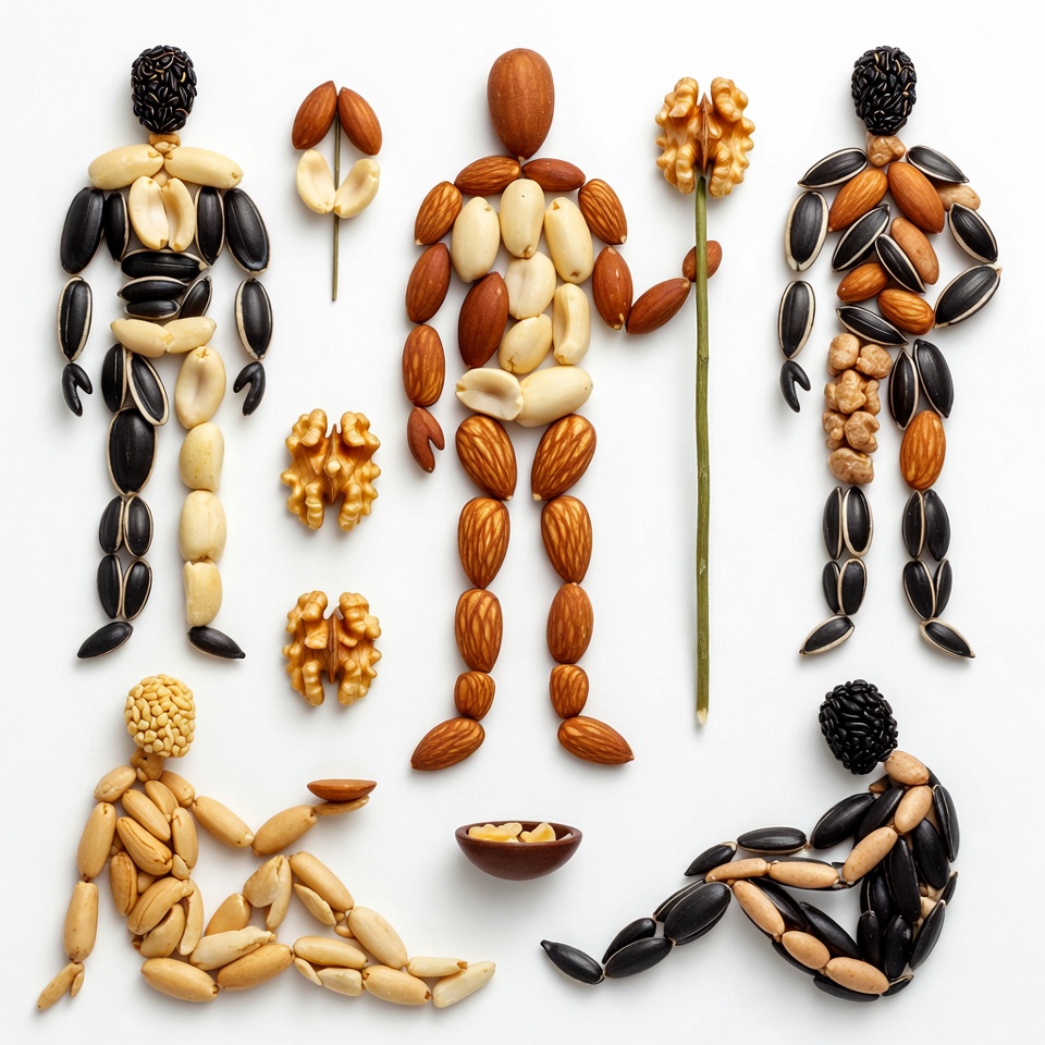 Nut Figures on White Background Nut Figures on White Background