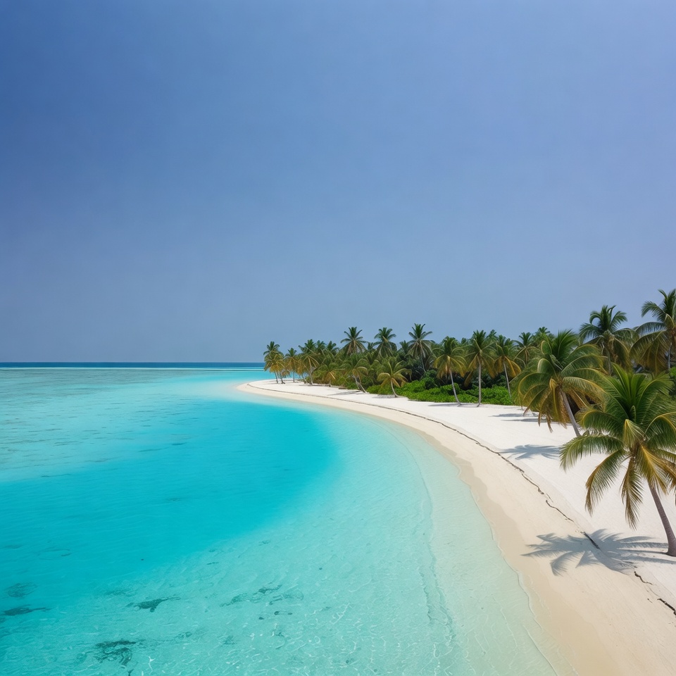 Tropical beach with turquoise water and palm trees Tropical beach with turquoise water and palm trees