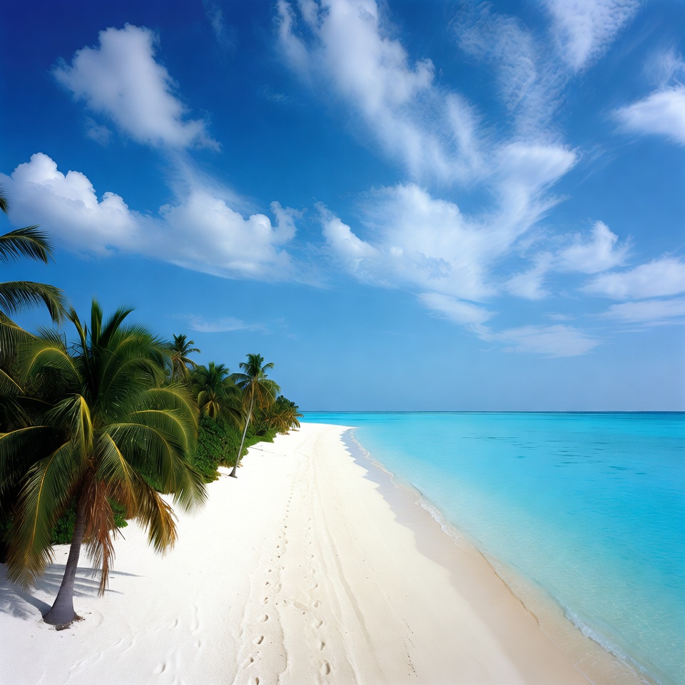 Tropical beach with palm trees Tropical beach with palm trees