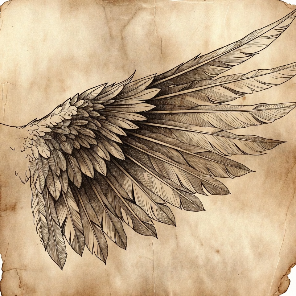 Detailed Angel Wing Illustration Detailed Angel Wing Illustration