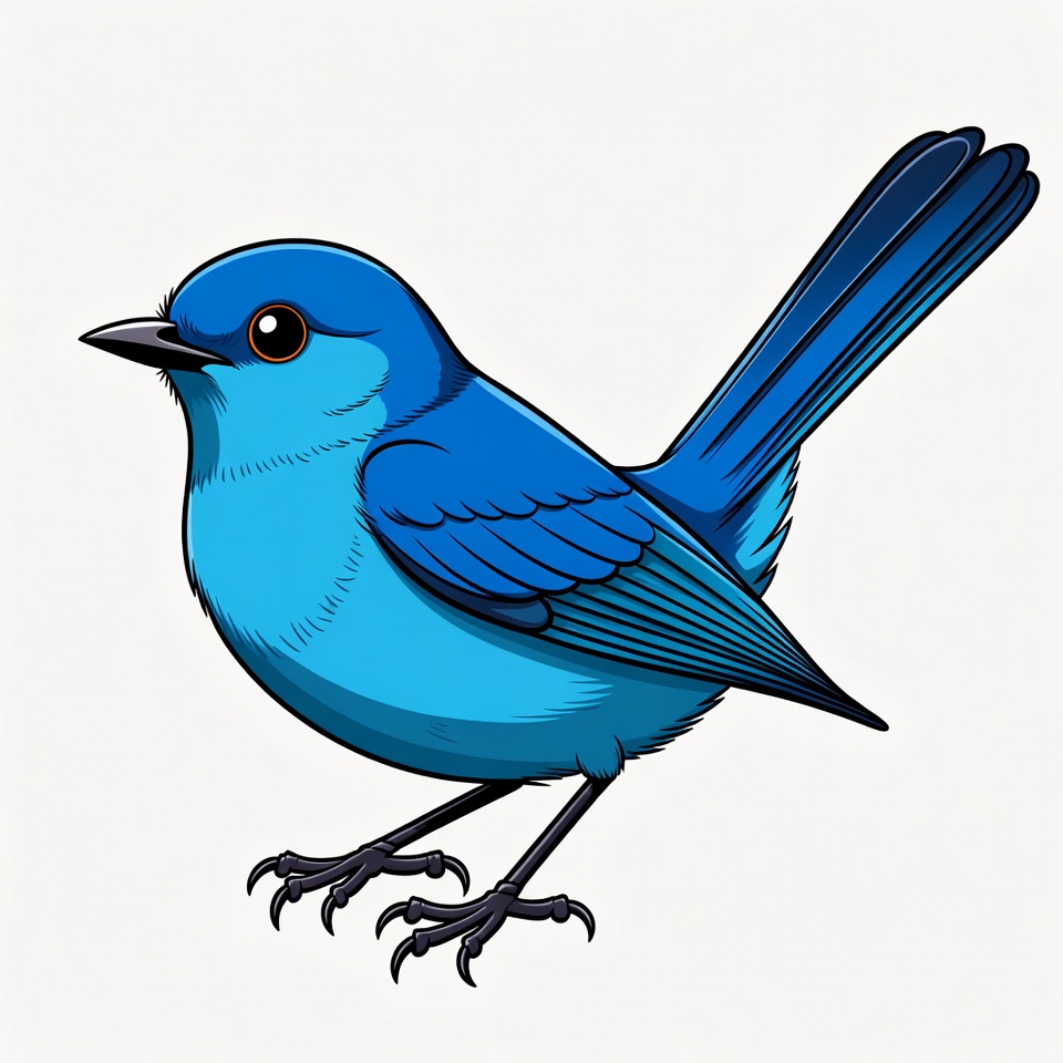 Blue cartoon bird illustration Blue cartoon bird illustration