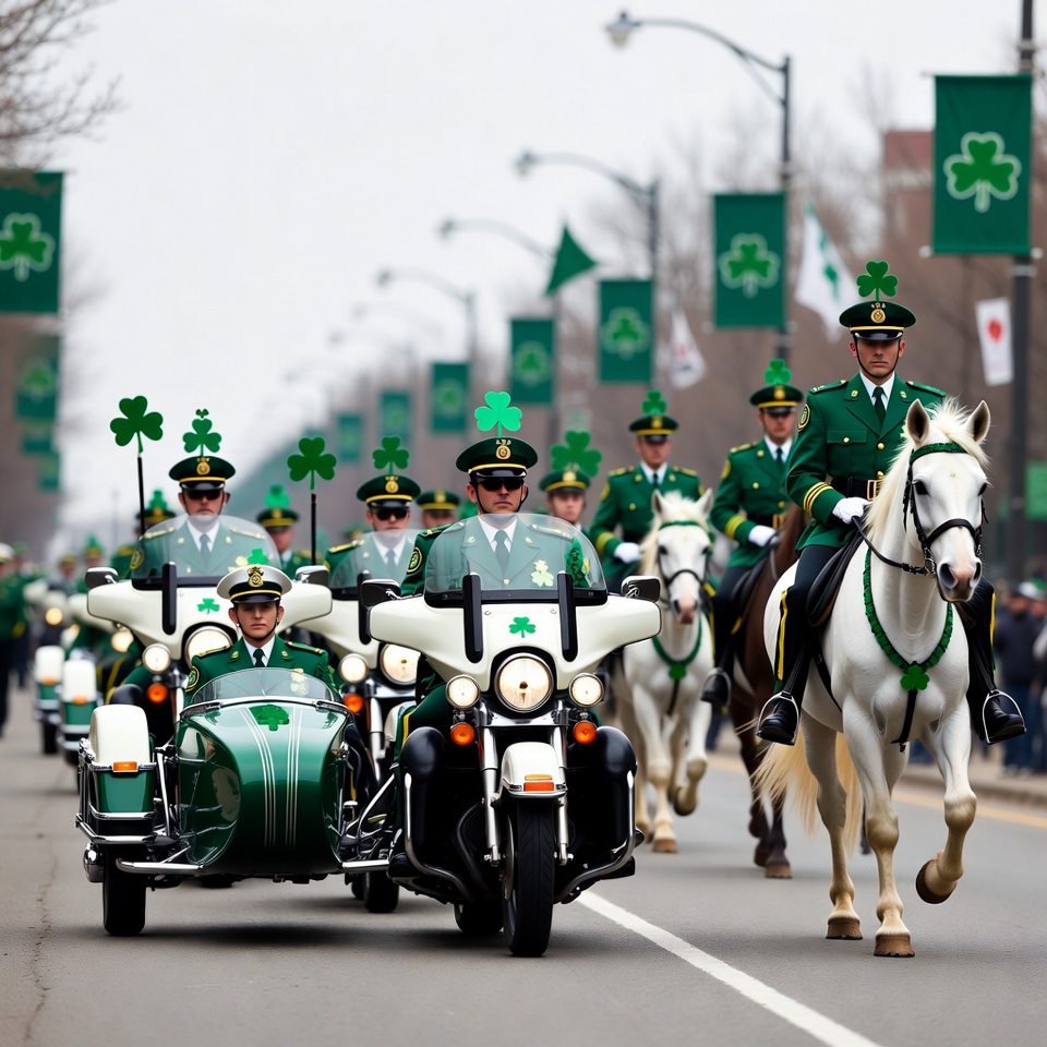 St. Patrick's Day Police Parade Horses St. Patrick's Day Police Parade Horses