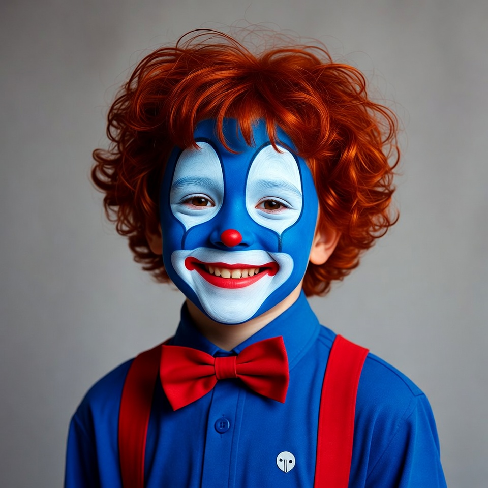 Boy in clown makeup smiling Boy in clown makeup smiling