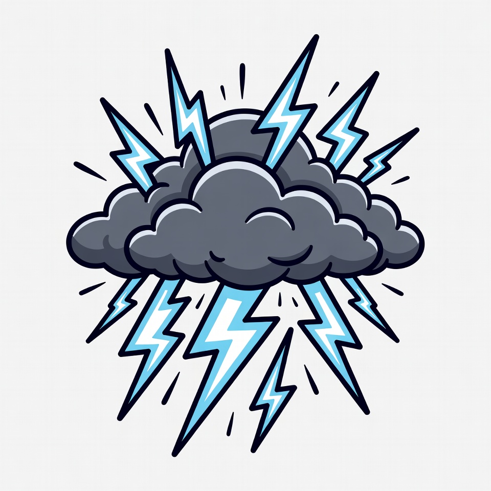 Thunderstorm Cloud with Lightning Bolts Thunderstorm Cloud with Lightning Bolts