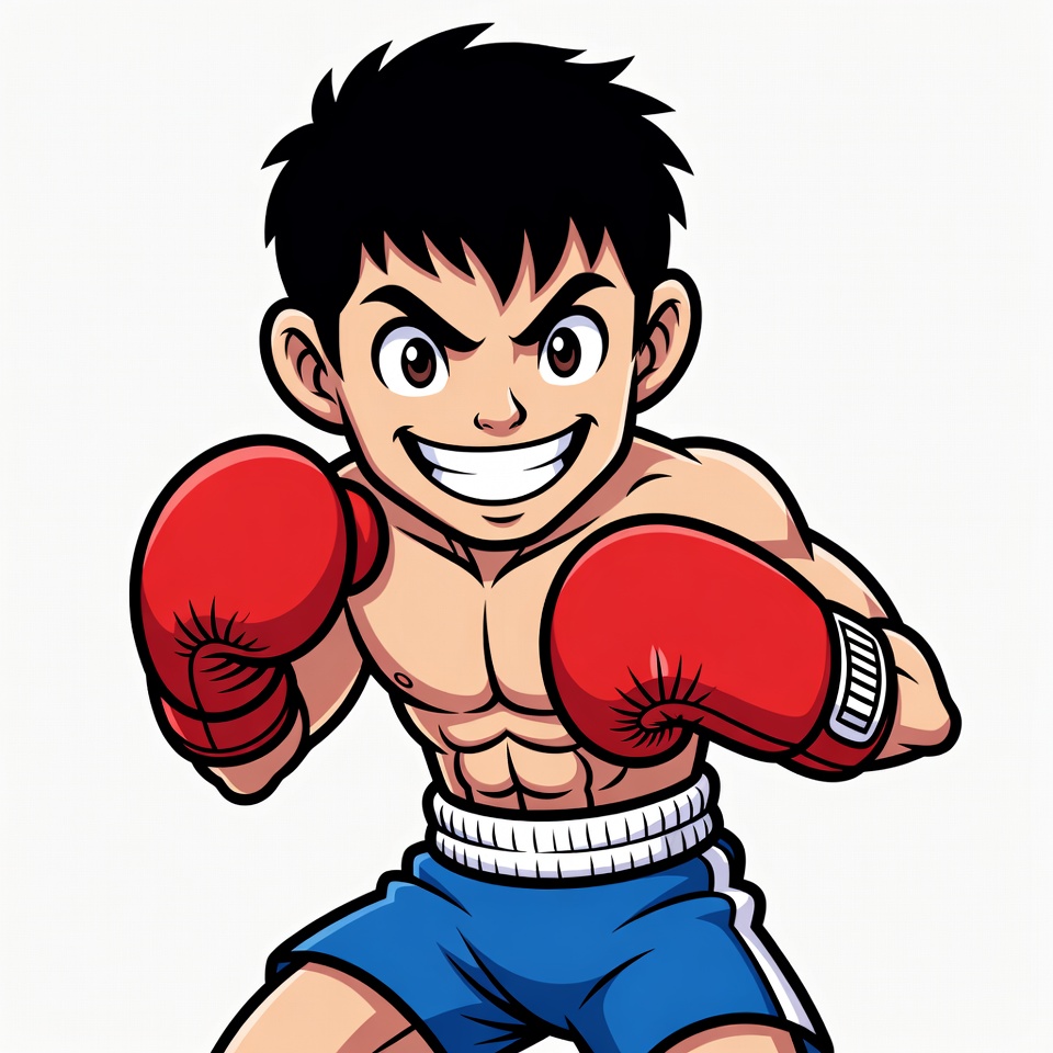 Anime boy boxer with red gloves Anime boy boxer with red gloves