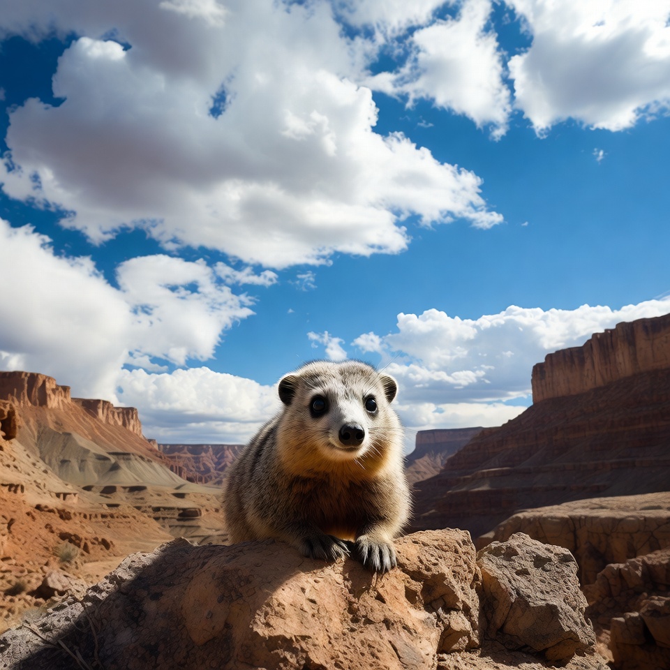 Meerkat on rock in canyon Meerkat on rock in canyon