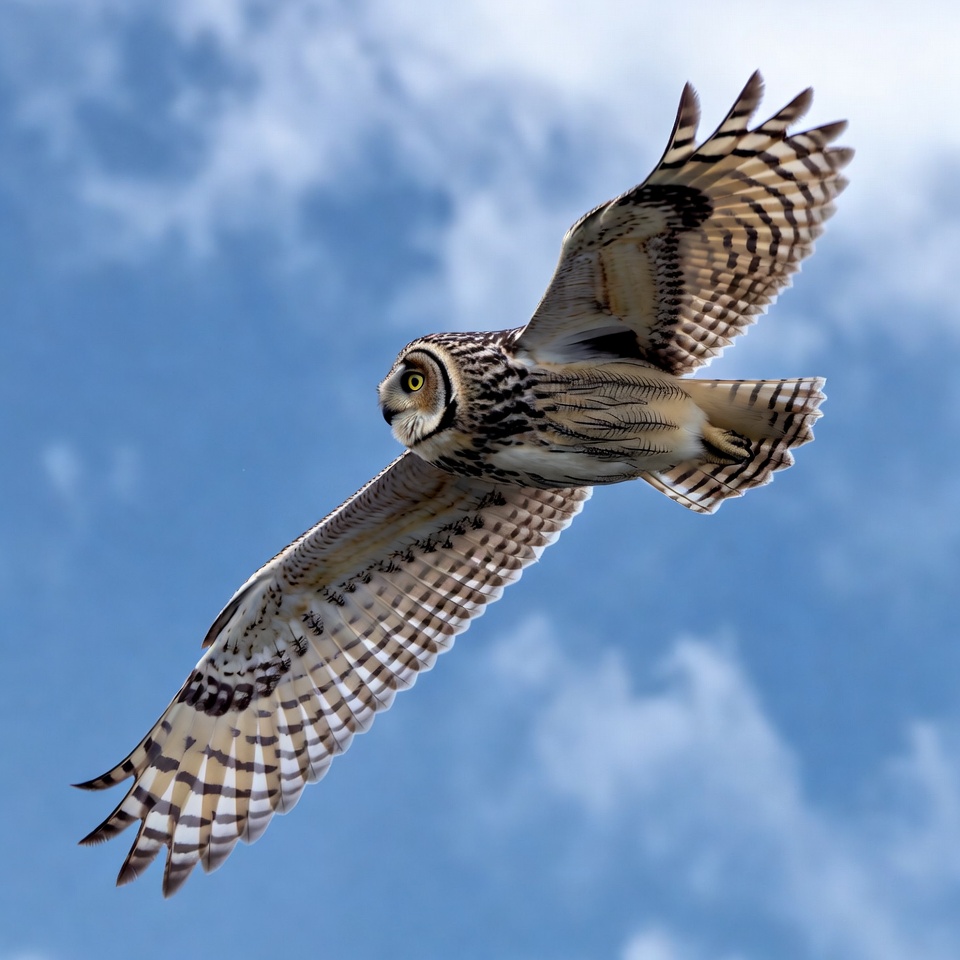 Short-eared Owl Flying in Sky Short-eared Owl Flying in Sky