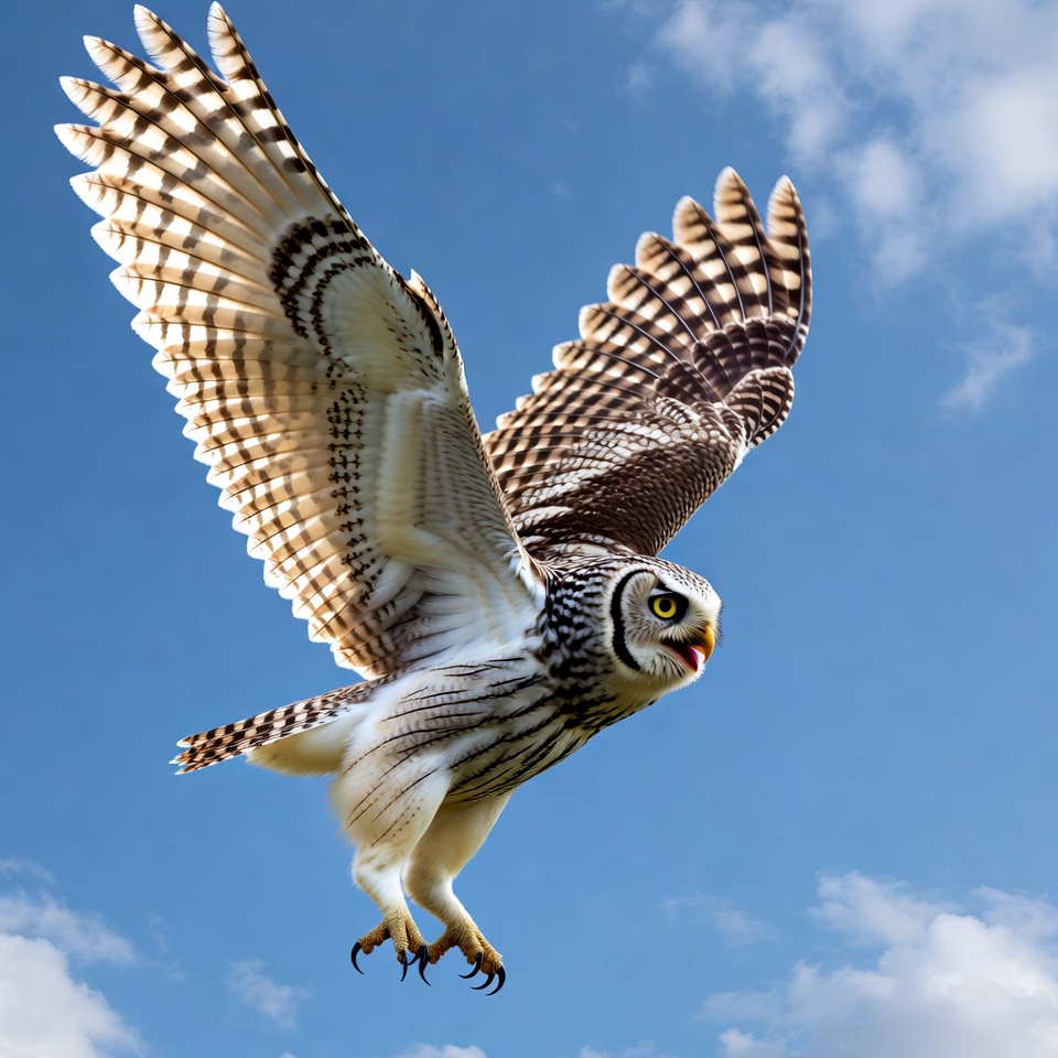 Short-eared Owl Flying in Sky Short-eared Owl Flying in Sky