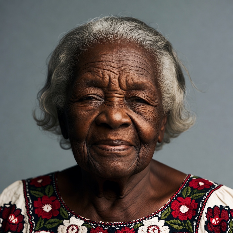 Elderly African-American woman smiling Elderly African-American woman smiling