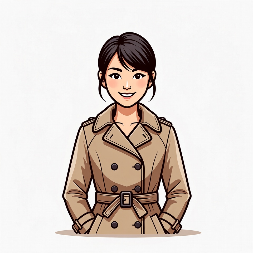 Asian woman in beige trench coat Asian woman in beige trench coat