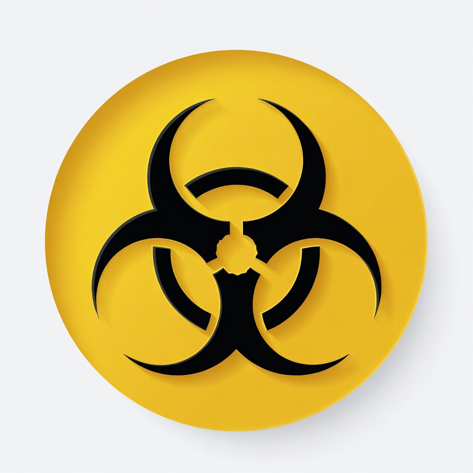 Yellow Biohazard Symbol on Circle Yellow Biohazard Symbol on Circle