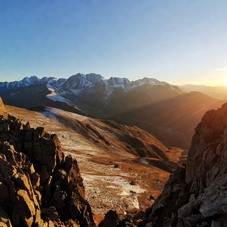 Snowy Mountains at Sunset Snowy Mountains at Sunset