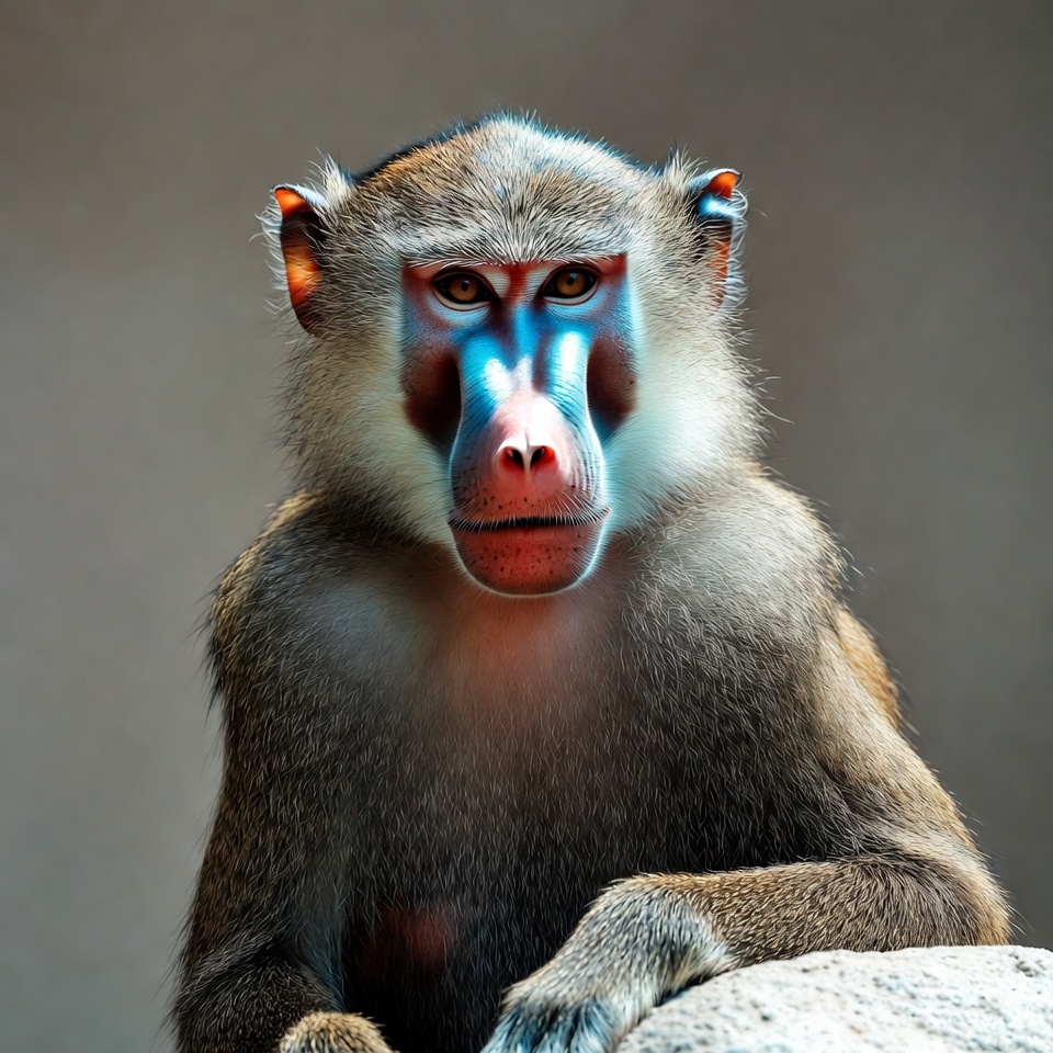 Close-up of mandrill monkey face Close-up of mandrill monkey face