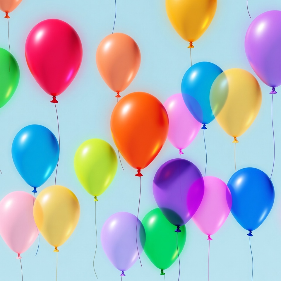 Colorful Balloons Floating on Blue Background Colorful Balloons Floating on Blue Background