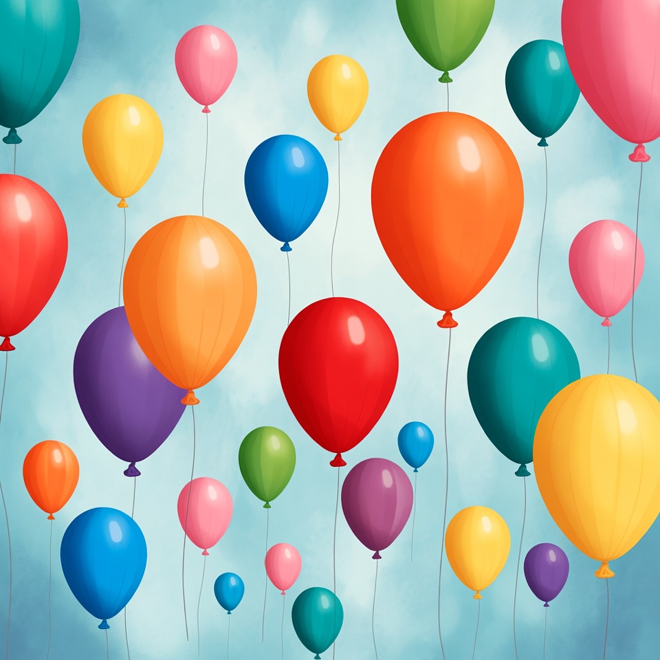 Colorful Balloons Floating in Sky Colorful Balloons Floating in Sky