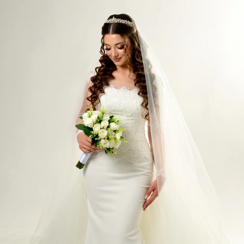 Bride holding white bouquet Bride holding white bouquet