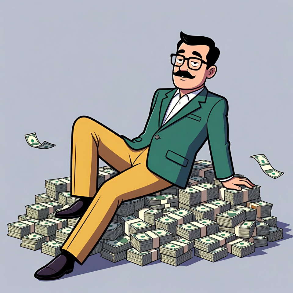 Man sitting on money pile Man sitting on money pile