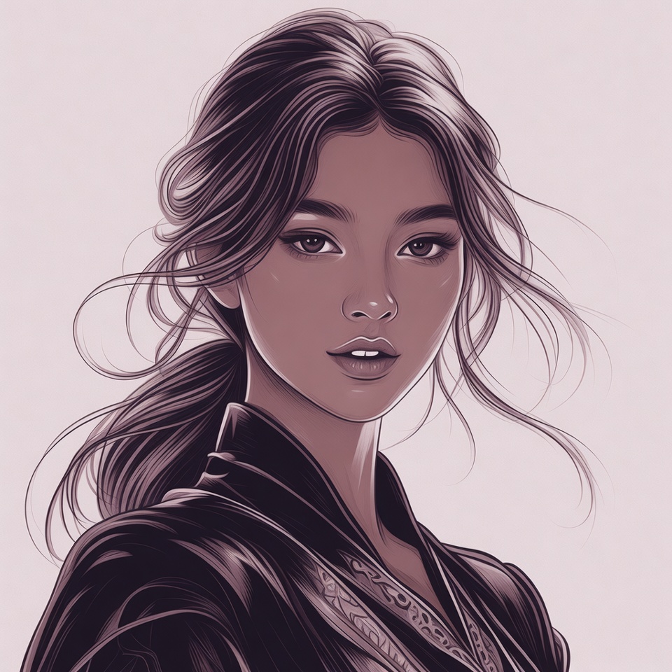 Beautiful Asian woman in black hanbok Beautiful Asian woman in black hanbok