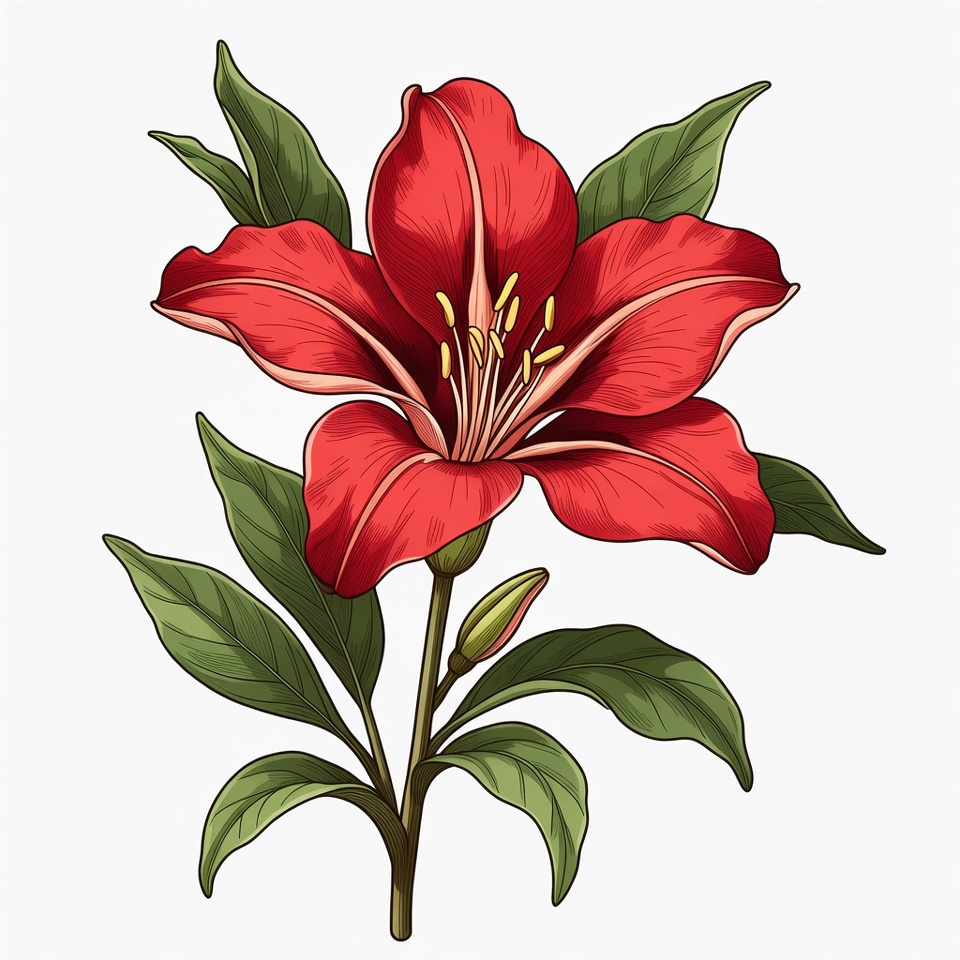 Red Lily Flower Illustration Red Lily Flower Illustration