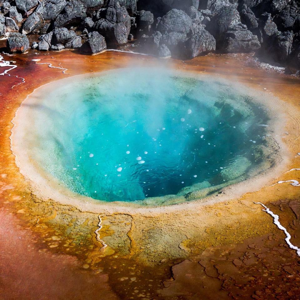 Vibrant turquoise hot spring pool Vibrant turquoise hot spring pool