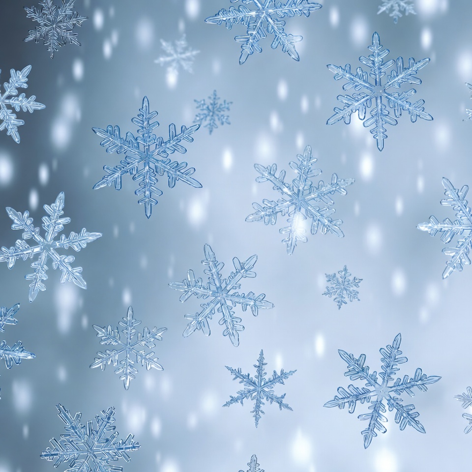 Falling Snowflakes on Blue Background Falling Snowflakes on Blue Background