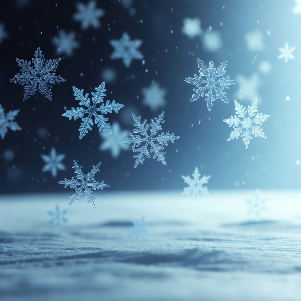 Falling Snowflakes on Blue Background Falling Snowflakes on Blue Background