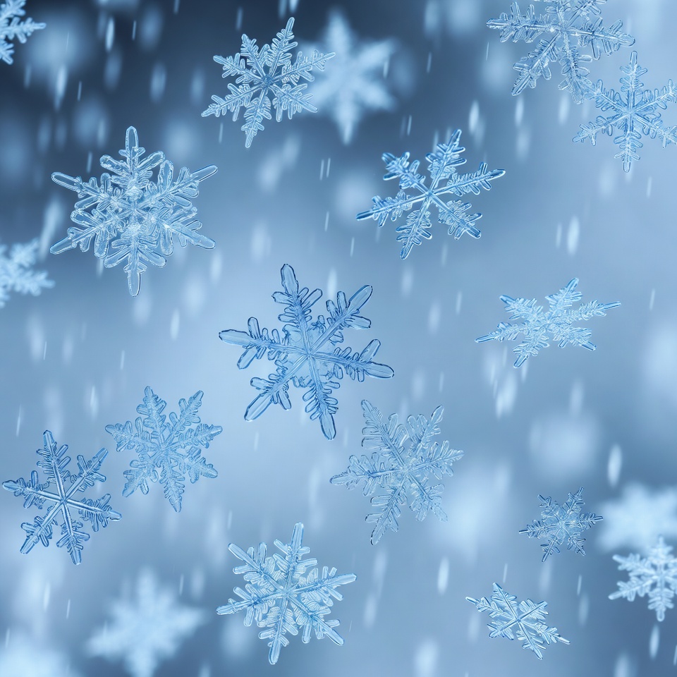 Falling Snowflakes on Blue Background Falling Snowflakes on Blue Background