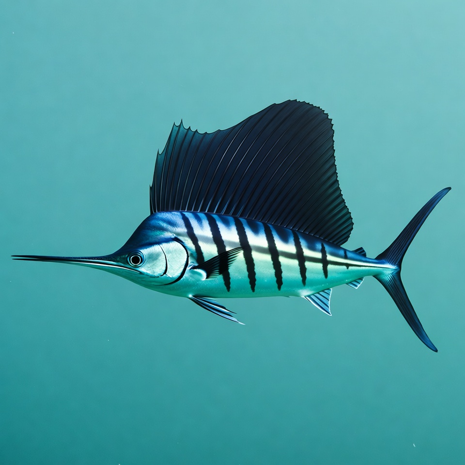 Blue Marlin Swimming Underwater Blue Marlin Swimming Underwater