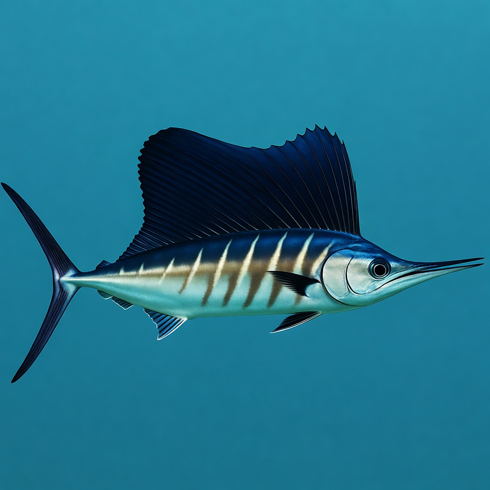 Blue Marlin Swimming Isolated Background Blue Marlin Swimming Isolated Background